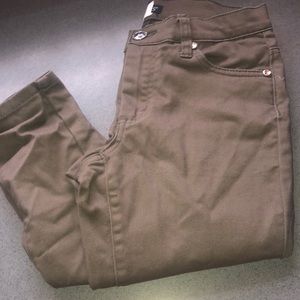 Olive colored skinny pants